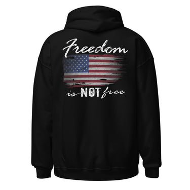 Freedom Is NOT Free Patriotic American Flag Hoodie-In-Black-From Aggressive Thread